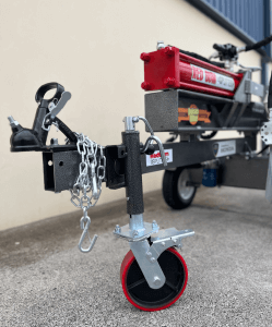 Image of Tow hitch and Jockey Wheel of the RedGum Deluxe Lifter-Splitter